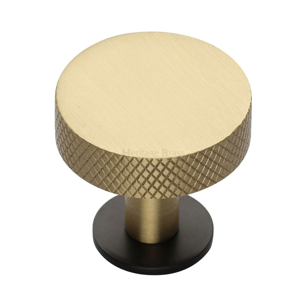 Heritage Brass Cabinet Hardware Matt Bronze/Satin Brass / Cabinet Knobs / 38mm Dia. Heritage Brass - Cabinet Knob Disc Knurled Design with Rose 38mm Matt Bronze/Sat