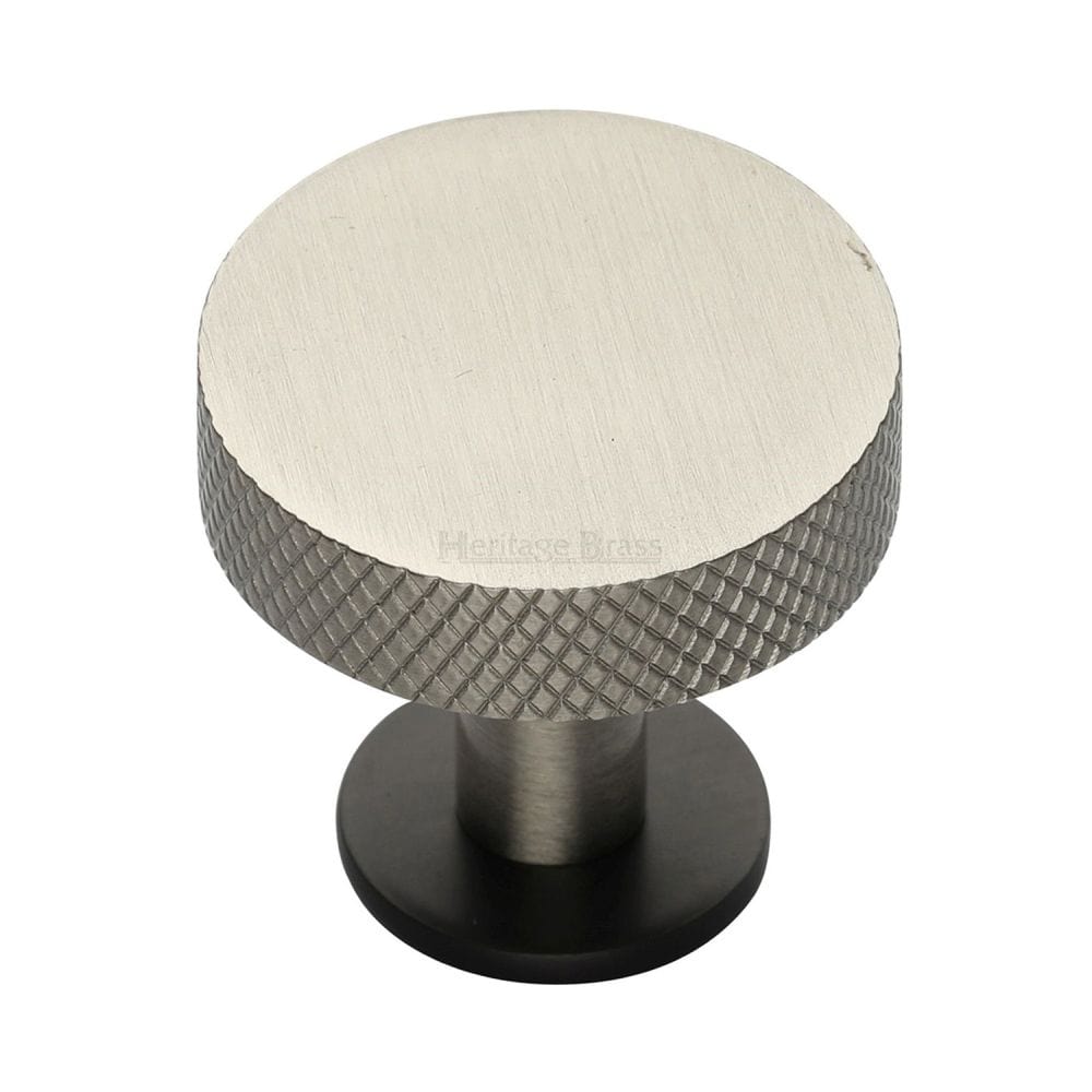 Heritage Brass Cabinet Hardware Matt Bronze/Satin Nickel / Cabinet Knobs / 38mm Dia. Heritage Brass - Cabinet Knob Disc Knurled Design with Rose 38mm Matt Bronze/Sat
