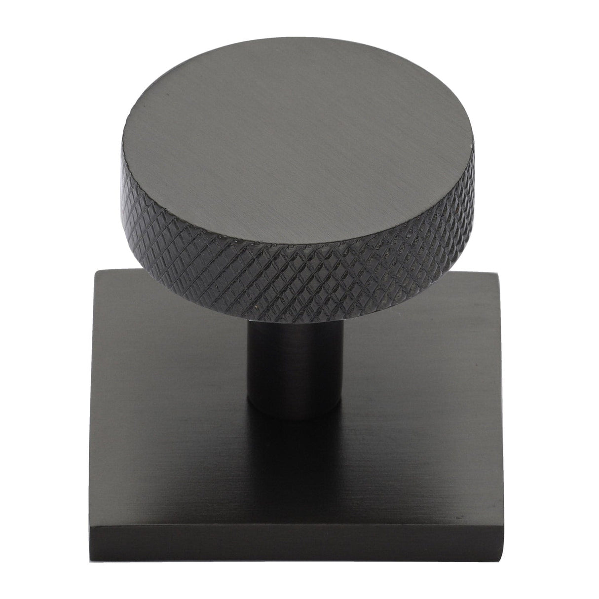 Heritage Brass Cabinet Hardware Matt Bronze / Cabinet Knob on Backplate / 32mm Dia. Heritage Brass - Cabinet Knob Disc Knurled Design with Square Backplate 32mm Mat