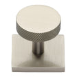 Heritage Brass Cabinet Hardware Satin Nickel / Cabinet Knob on Backplate / 32mm Dia. Heritage Brass - Cabinet Knob Disc Knurled Design with Square Backplate 32mm Sat