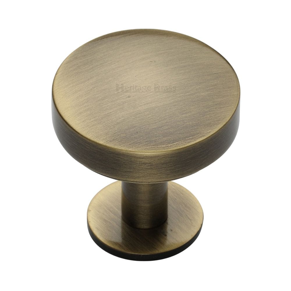 Heritage Brass Cabinet Hardware Antique Brass / Cabinet Knobs / 38mm Dia. Heritage Brass - Cabinet Knob Domed Disc Design with Rose 38mm Antique Brass Finish