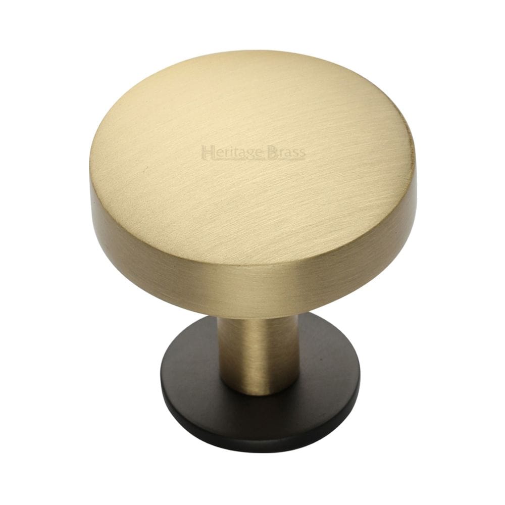 Heritage Brass Cabinet Hardware Matt Bronze/Satin Brass / Cabinet Knobs / 38mm Dia. Heritage Brass - Cabinet Knob Domed Disc Design with Rose 38mm Matt Bronze/Satin