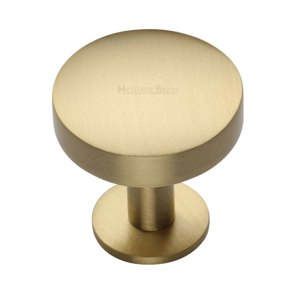 Heritage Brass Cabinet Hardware Satin Brass / Cabinet Knobs / 38mm Dia. Heritage Brass - Cabinet Knob Domed Disc Design with Rose 38mm Satin Brass Finish