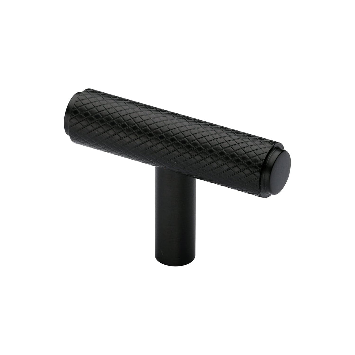 Heritage Brass Cabinet Hardware Matt Black / Cabinet Knobs Heritage Brass - Cabinet Knob Knurled T-Bar Design 45mm Matt Black finish