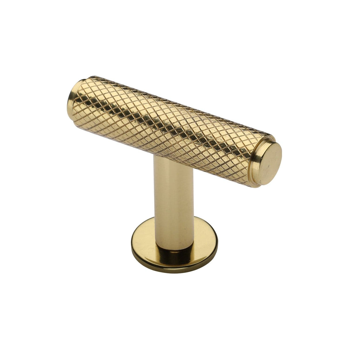 Heritage Brass Cabinet Hardware Polished Brass / Cabinet T-Pulls / 45mm Dia. Heritage Brass - Cabinet Knob Knurled T-Bar Design with Rose 45mm Polished Brass Fin