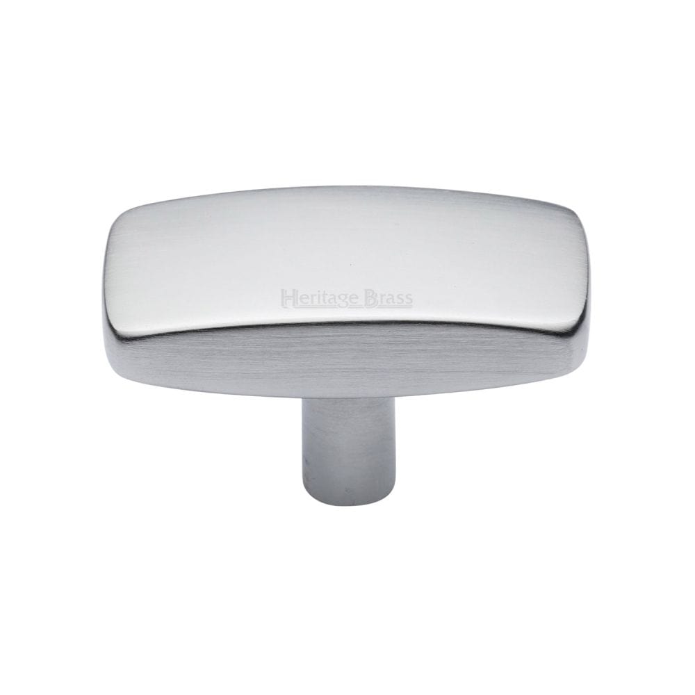 Heritage Brass Cabinet Hardware Satin Chrome / Cabinet Knobs / 41mm Dia. Heritage Brass - Cabinet Knob Rectangular Design 41mm Satin Chrome Finish