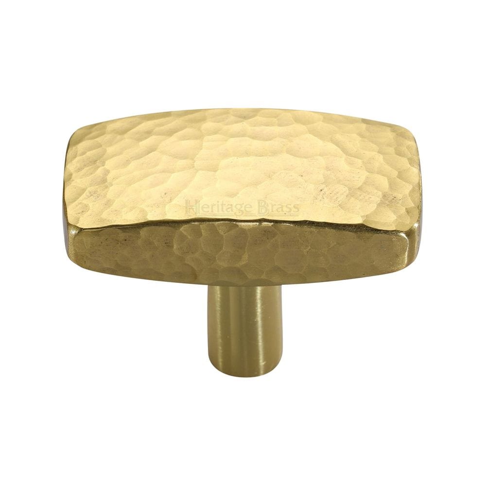 Heritage Brass Cabinet Hardware Polished Brass / Cabinet Knobs / 47mm Dia. Heritage Brass - Cabinet Knob Rectangular Hammered Design 47mm Polished Brass Finish
