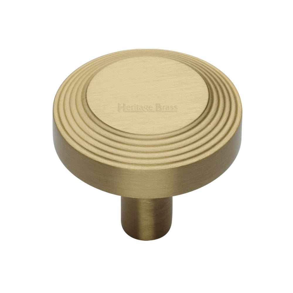 Heritage Brass Cabinet Hardware Satin Brass / Cabinet Knobs / 38mm Dia. Heritage Brass - Cabinet Knob Ridge Design 38mm Satin Brass Finish