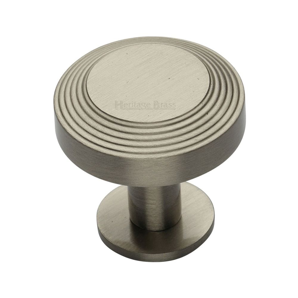 Heritage Brass Cabinet Hardware Satin Nickel / Cabinet Knobs / 38mm Dia. Heritage Brass - Cabinet Knob Ridge Design with Rose 38mm Satin Nickel Finish