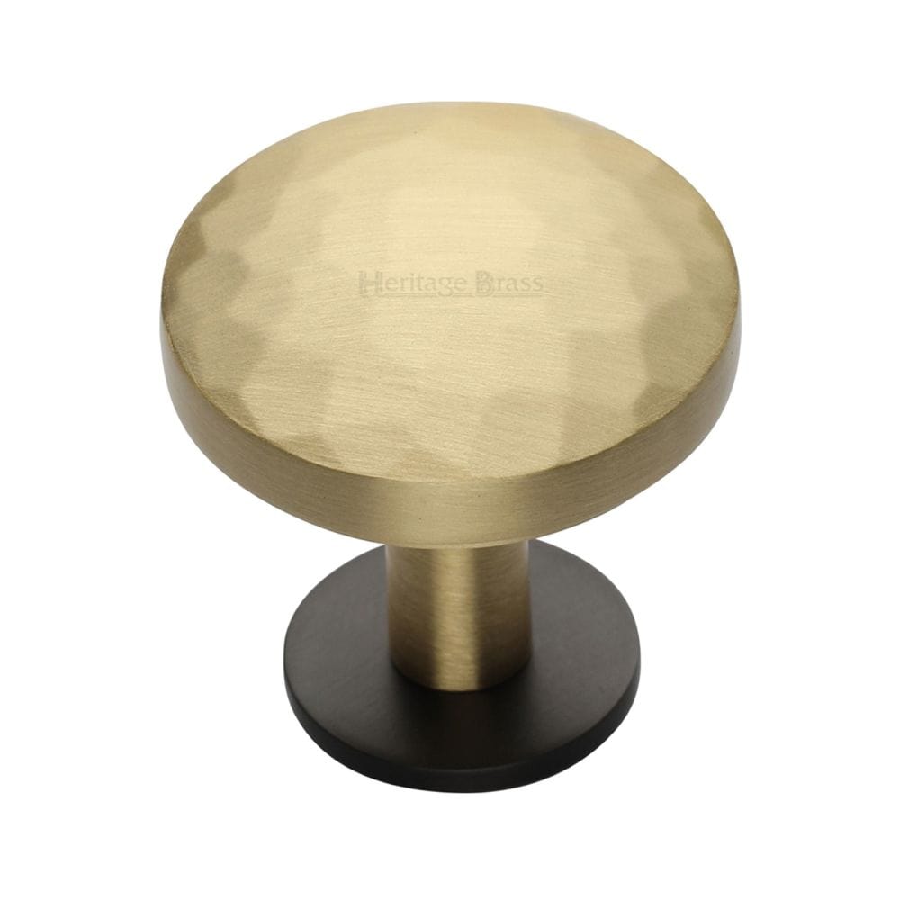 Heritage Brass Cabinet Hardware Matt Bronze/Satin Brass / Cabinet Knobs / 38mm Dia. Heritage Brass - Cabinet Knob Round Hammered Design with Rose 38mm Matt Bronze/S