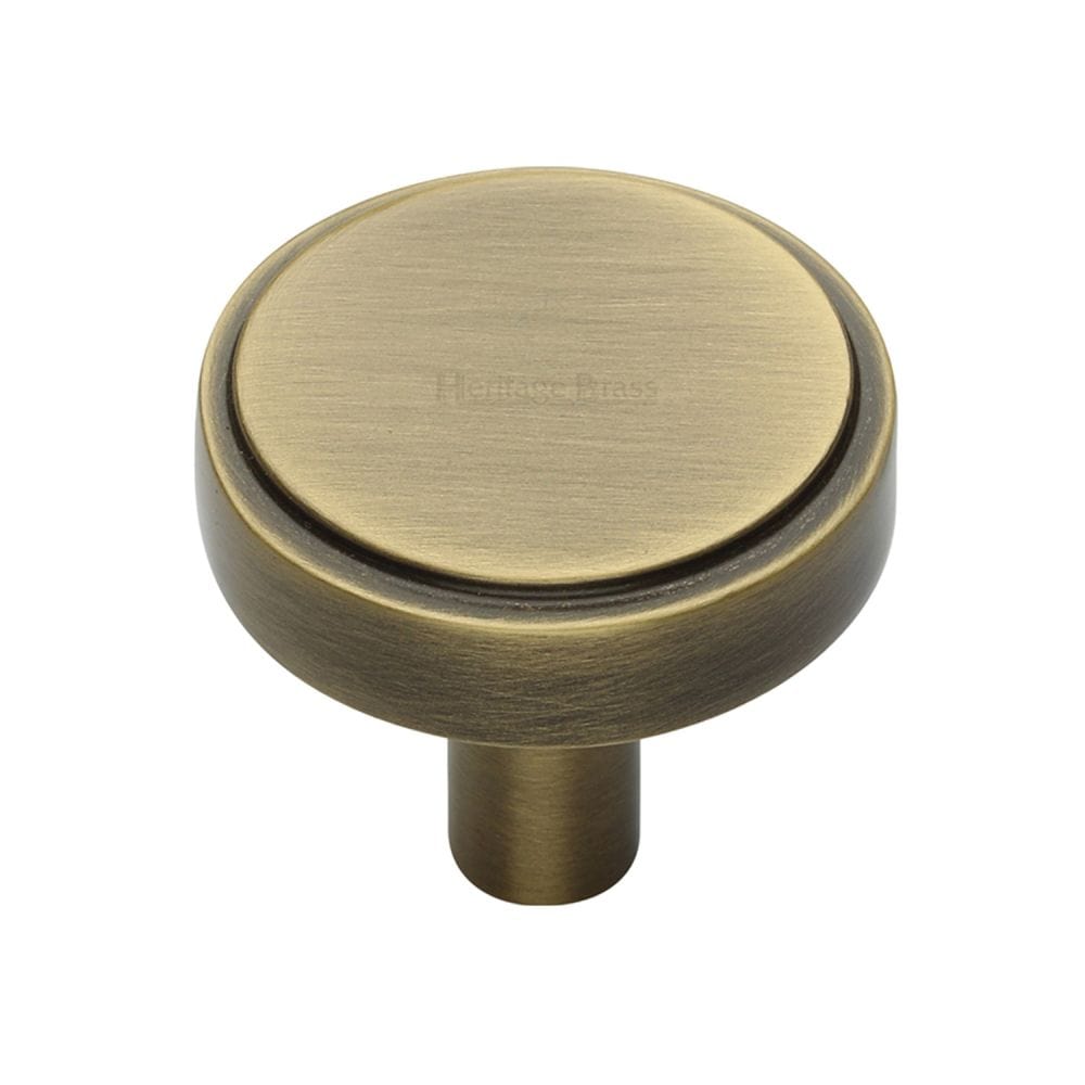 Heritage Brass Cabinet Hardware Antique Brass / Cabinet Knobs / 38mm Dia. Heritage Brass - Cabinet Knob Stepped Disc Design 38mm Antique Brass Finish