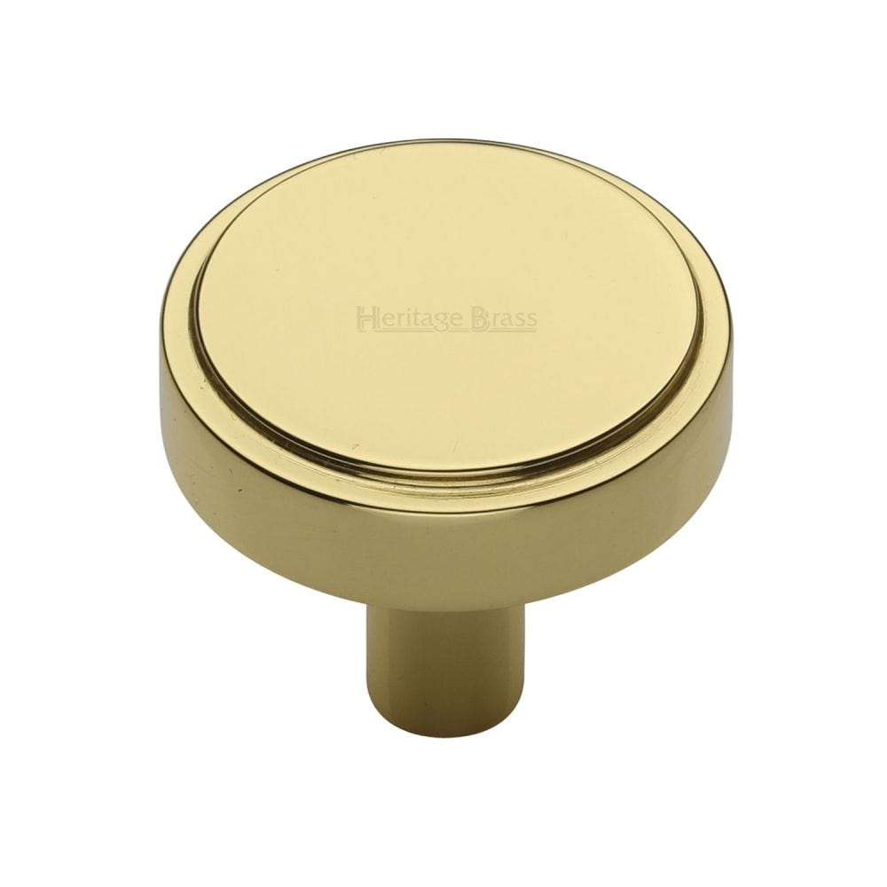 Heritage Brass Cabinet Hardware Polished Brass / Cabinet Knobs / 38mm Dia. Heritage Brass - Cabinet Knob Stepped Disc Design 38mm Polished Brass Finish