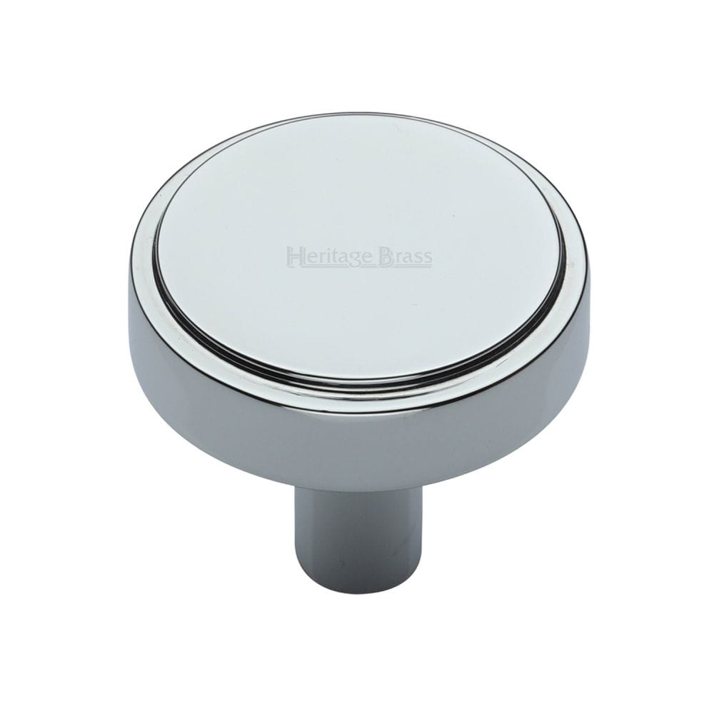 Heritage Brass Cabinet Hardware Polished Chrome / Cabinet Knobs / 38mm Dia. Heritage Brass - Cabinet Knob Stepped Disc Design 38mm Polished Chrome Finish