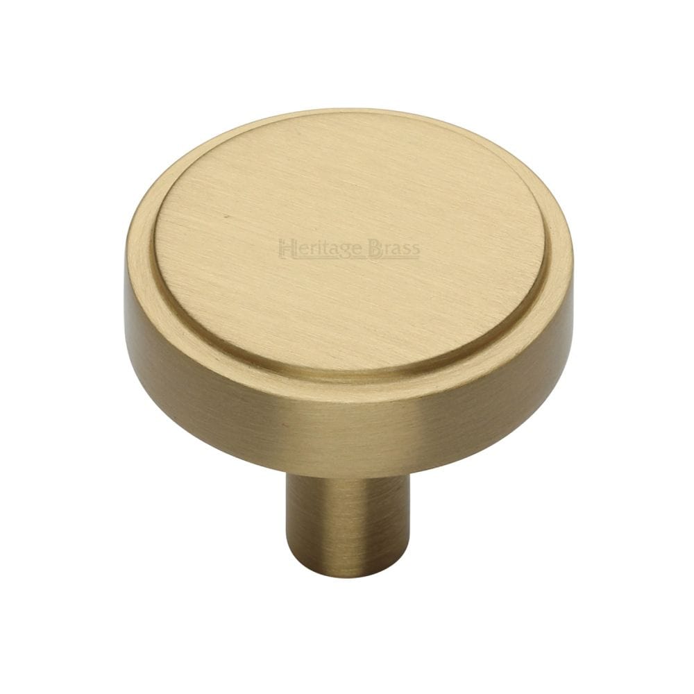 Heritage Brass Cabinet Hardware Satin Brass / Cabinet Knobs / 38mm Dia. Heritage Brass - Cabinet Knob Stepped Disc Design 38mm Satin Brass Finish