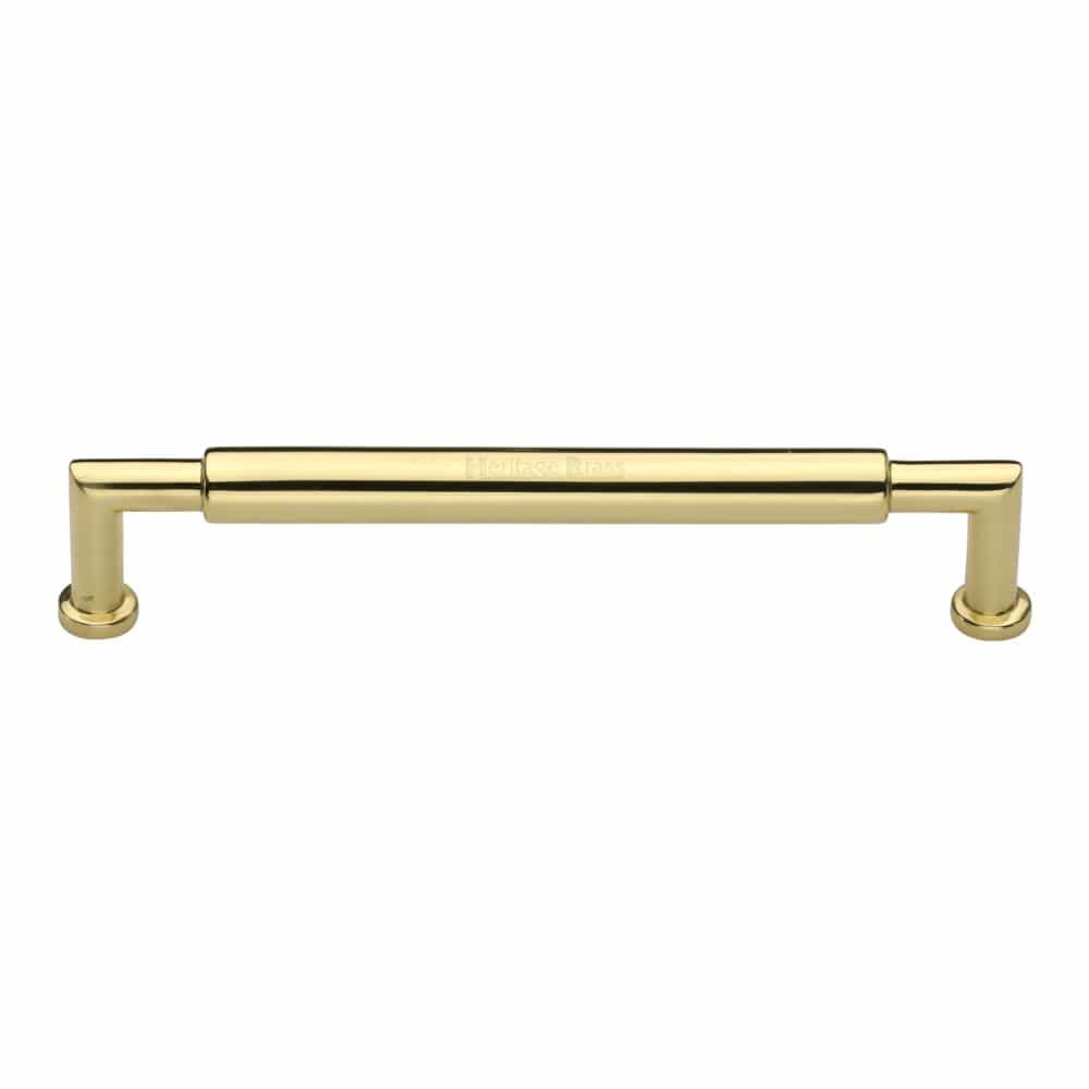 Heritage Brass Cabinet Hardware Polished Brass / Cabinet Pull Handles / 203mm c/c Heritage Brass - Cabinet Pull Bauhaus Round Design 203mm CTC Polished Brass Finish