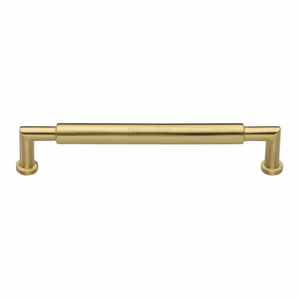 Heritage Brass Cabinet Hardware Satin Brass / Cabinet Pull Handles / 203mm c/c Heritage Brass - Cabinet Pull Bauhaus Round Design 203mm CTC Satin Brass Finish