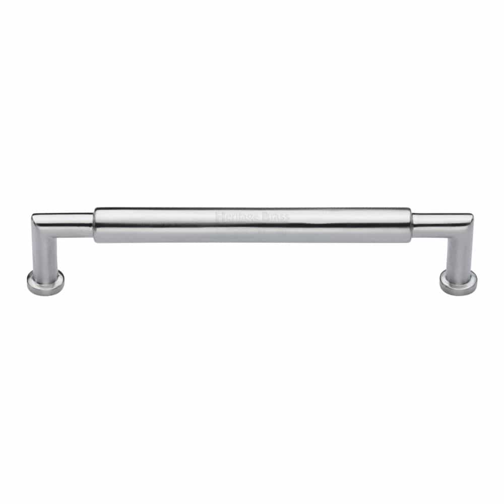 Heritage Brass Cabinet Hardware Satin Chrome / Cabinet Pull Handles / 203mm c/c Heritage Brass - Cabinet Pull Bauhaus Round Design 203mm CTC Satin Chrome Finish