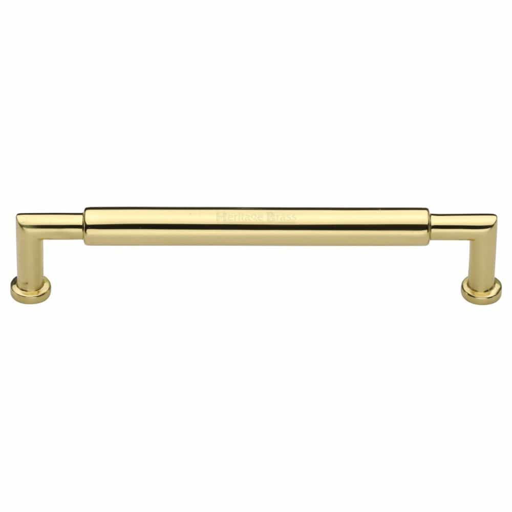 Heritage Brass Cabinet Hardware Polished Brass / Cabinet Pull Handles / 254mm c/c Heritage Brass - Cabinet Pull Bauhaus Round Design 254mm CTC Polished Brass Finish