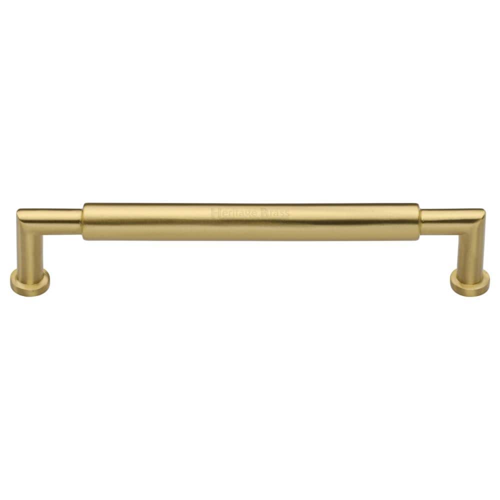 Heritage Brass Cabinet Hardware Satin Brass / Cabinet Pull Handles / 254mm c/c Heritage Brass - Cabinet Pull Bauhaus Round Design 254mm CTC Satin Brass Finish
