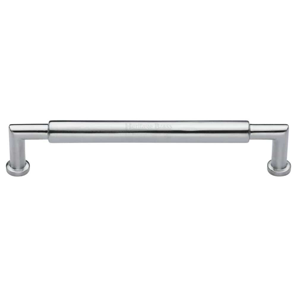 Heritage Brass Cabinet Hardware Satin Chrome / Cabinet Pull Handles / 254mm c/c Heritage Brass - Cabinet Pull Bauhaus Round Design 254mm CTC Satin Chrome Finish