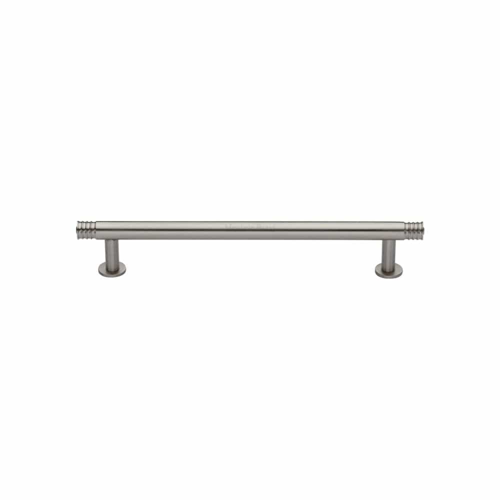 Heritage Brass Cabinet Hardware Satin Nickel / Cabinet Pull Handles / 128mm c/c Heritage Brass - Cabinet Pull Contour Design with 16mm Rose 128mm CTC Satin Nicke