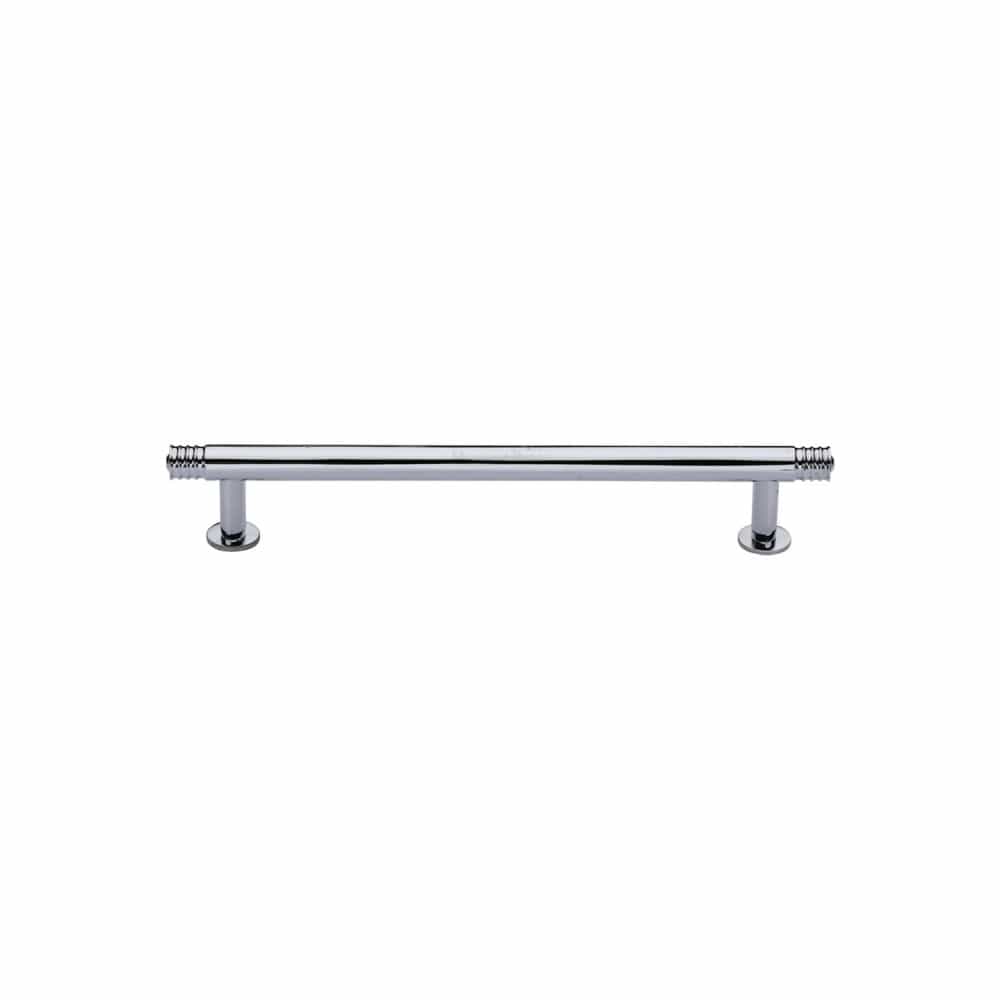 Heritage Brass Cabinet Hardware Polished Chrome / Cabinet Pull Handles / 96mm c/c Heritage Brass - Cabinet Pull Contour Design with 16mm Rose 96mm CTC Polished Chrome