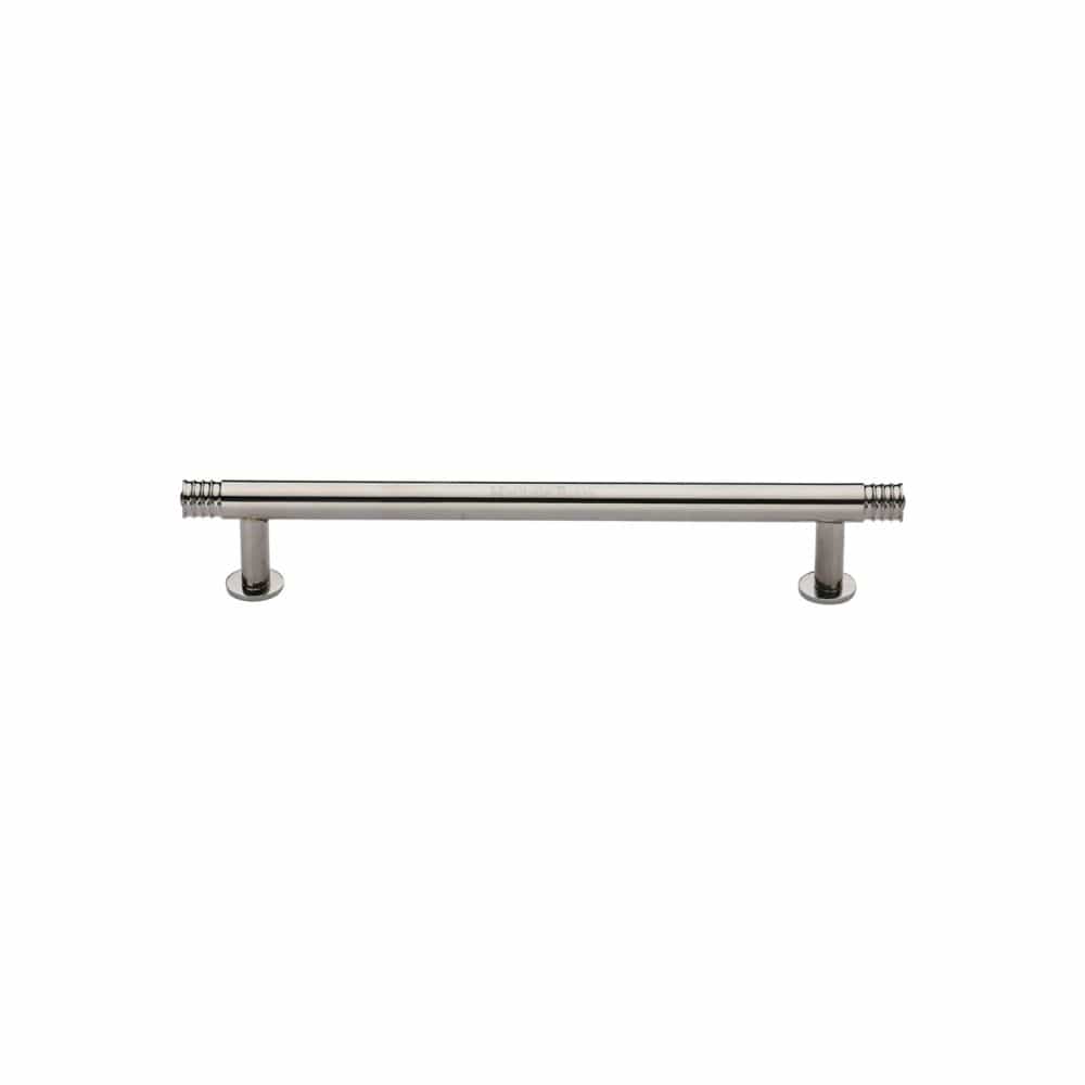 Heritage Brass Cabinet Hardware Polished Nickel / Cabinet Pull Handles / 96mm c/c Heritage Brass - Cabinet Pull Contour Design with 16mm Rose 96mm CTC Polished Nickel