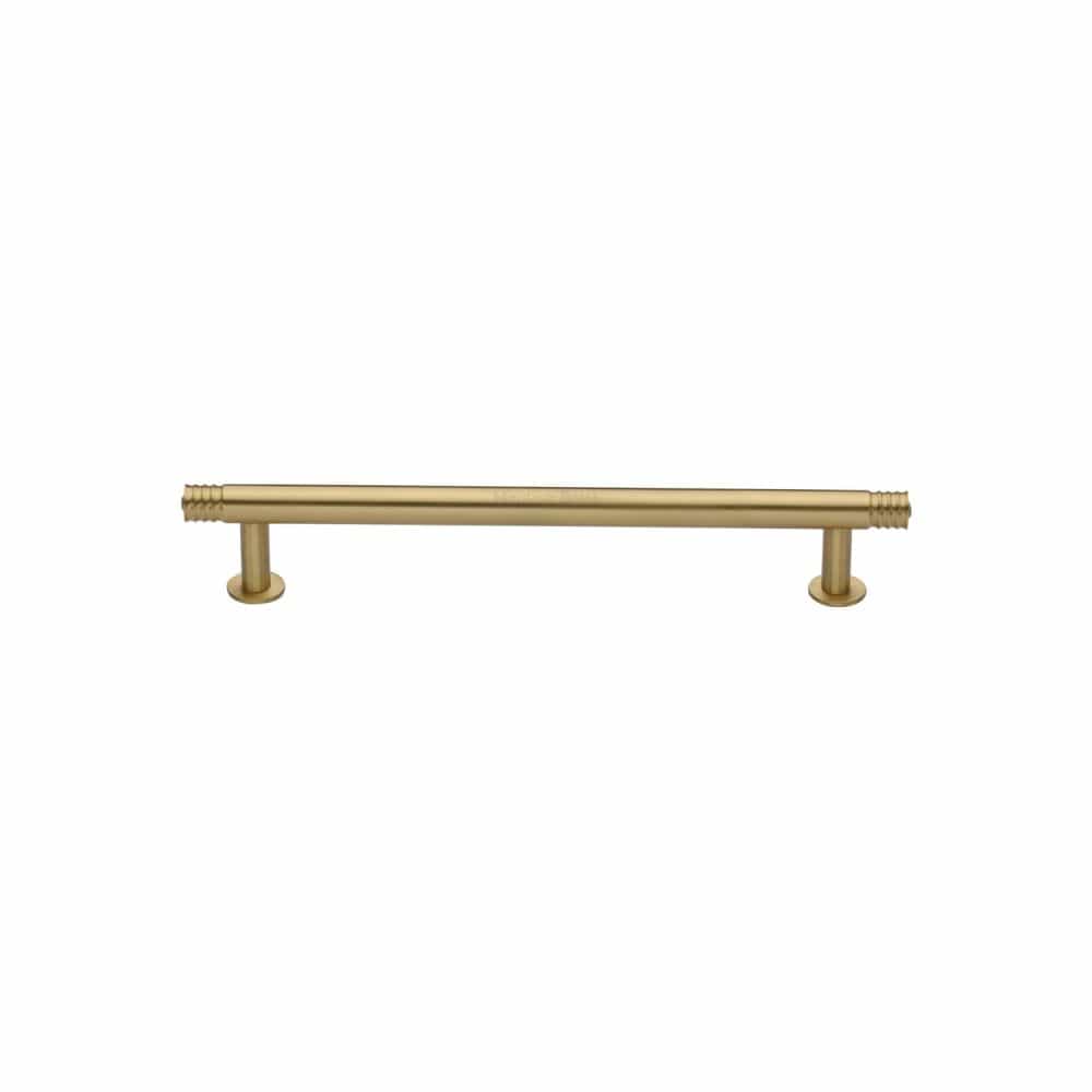 Heritage Brass Cabinet Hardware Satin Brass / Cabinet Pull Handles / 96mm c/c Heritage Brass - Cabinet Pull Contour Design with 16mm Rose 96mm CTC Satin Brass