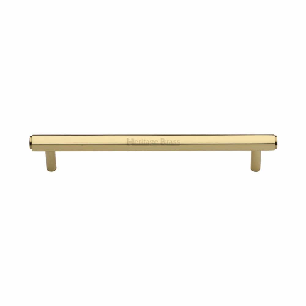 Heritage Brass Cabinet Hardware Polished Brass / Cabinet Pull Handles / 160mm c/c Heritage Brass - Cabinet Pull Hexagon Design 160mm CTC Polished Brass Finish
