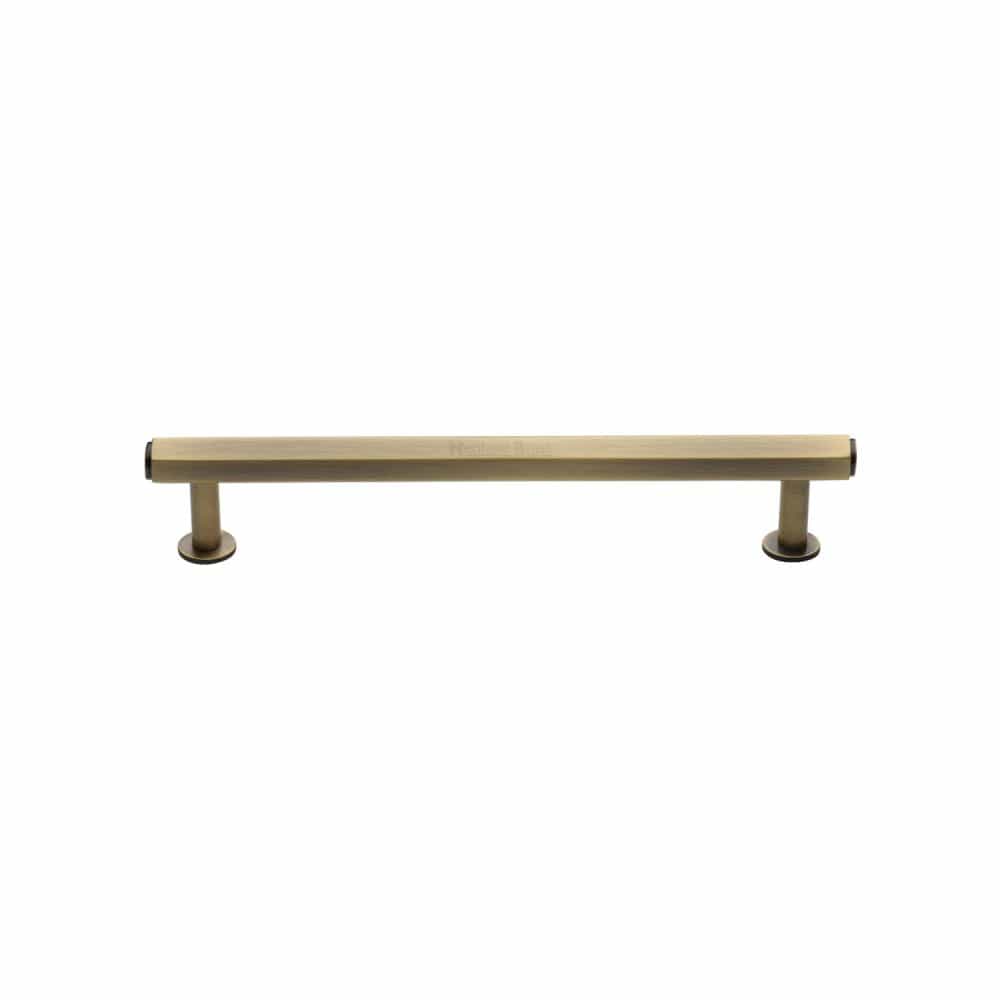 Heritage Brass Cabinet Hardware Antique Brass / Cabinet Pull Handles / 128mm c/c Heritage Brass - Cabinet Pull Hexagon Design with Rose 128mm CTC Antique Brass Fini