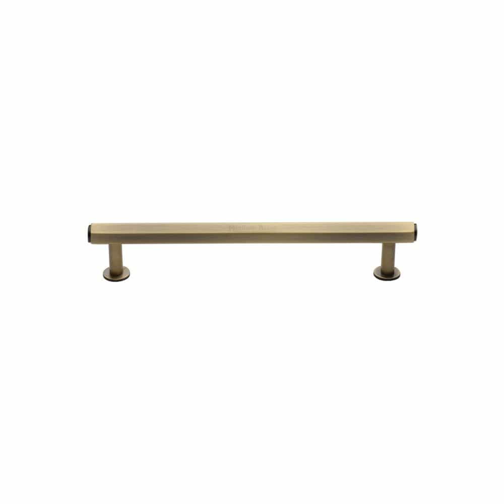 Heritage Brass Cabinet Hardware Antique Brass / Cabinet Pull Handles / 96mm c/c Heritage Brass - Cabinet Pull Hexagon Design with Rose 96mm CTC Antique Brass Finis