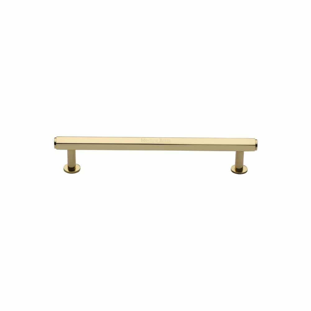 Heritage Brass Cabinet Hardware Polished Brass / Cabinet Pull Handles / 96mm c/c Heritage Brass - Cabinet Pull Hexagon Design with Rose 96mm CTC Polished Brass Finis