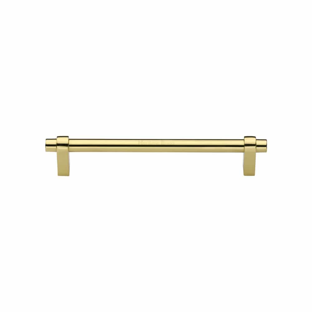 Heritage Brass Cabinet Hardware Polished Brass / Cabinet Pull Handles / 128mm c/c Heritage Brass - Cabinet Pull Industrial Design 128mm CTC Polished Brass Finish