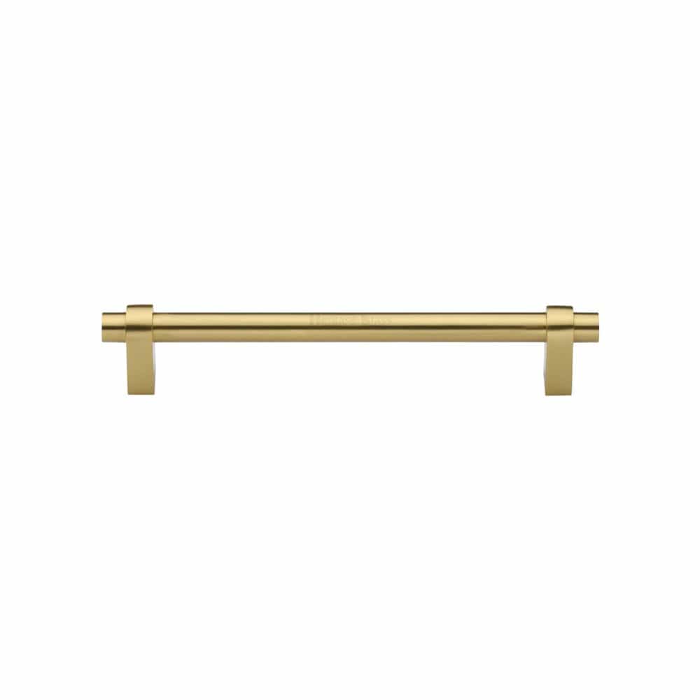 Heritage Brass Cabinet Hardware Satin Brass / Cabinet Pull Handles / 128mm c/c Heritage Brass - Cabinet Pull Industrial Design 128mm CTC Satin Brass Finish