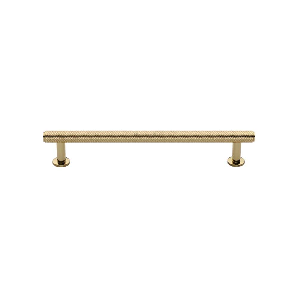 Heritage Brass Cabinet Hardware Polished Brass / Cabinet Pull Handles / 128mm c/c Heritage Brass - Cabinet Pull Knurled Design with Rose 128mm CTC Polished Brass Fini