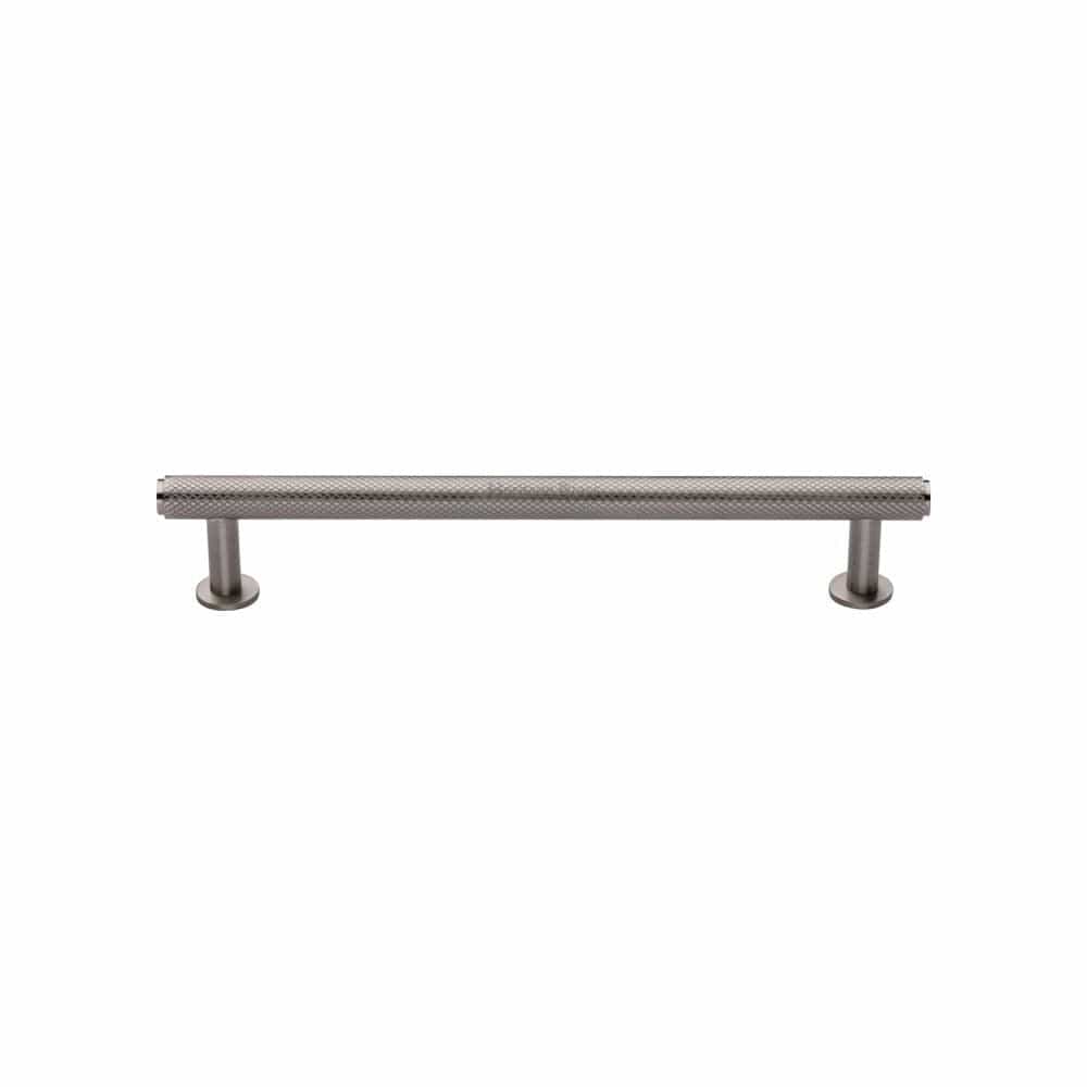 Heritage Brass Cabinet Hardware Satin Nickel / Cabinet Pull Handles / 128mm c/c Heritage Brass - Cabinet Pull Knurled Design with Rose 128mm CTC Satin Nickel Fin