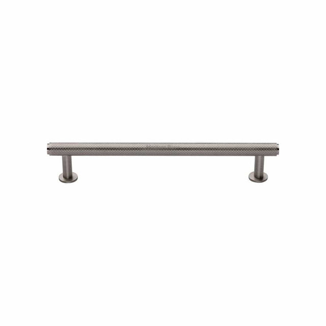 Heritage Brass Cabinet Hardware Satin Nickel / Cabinet Pull Handles / 128mm c/c Heritage Brass - Cabinet Pull Knurled Design with Rose 128mm CTC Satin Nickel Fin