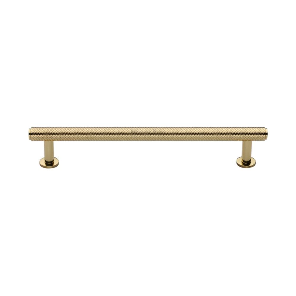 Heritage Brass Cabinet Hardware Polished Brass / Cabinet Pull Handles / 160mm c/c Heritage Brass - Cabinet Pull Knurled Design with Rose 160mm CTC Polished Brass Fini