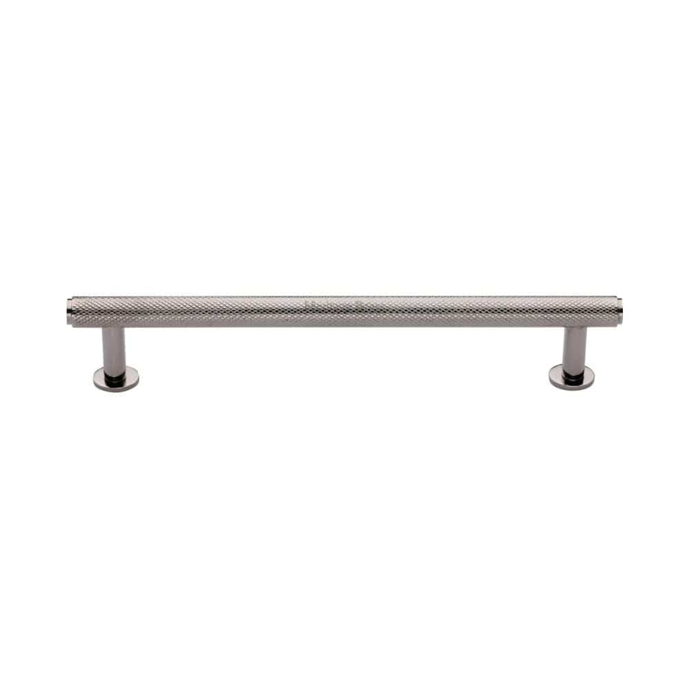 Heritage Brass Cabinet Hardware Polished Nickel / Cabinet Pull Handles / 160mm c/c Heritage Brass - Cabinet Pull Knurled Design with Rose 160mm CTC Polished Nickel Fin