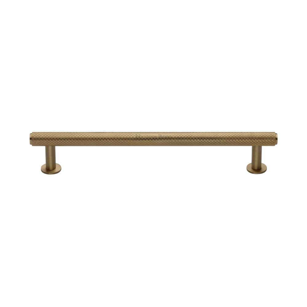 Heritage Brass Cabinet Hardware Satin Brass / Cabinet Pull Handles / 160mm c/c Heritage Brass - Cabinet Pull Knurled Design with Rose 160mm CTC Satin Brass Fini
