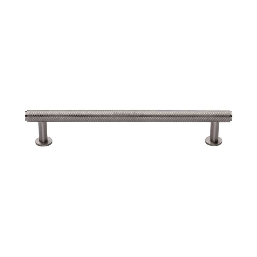 Heritage Brass Cabinet Hardware Satin Nickel / Cabinet Pull Handles / 160mm c/c Heritage Brass - Cabinet Pull Knurled Design with Rose 160mm CTC Satin Nickel Fin