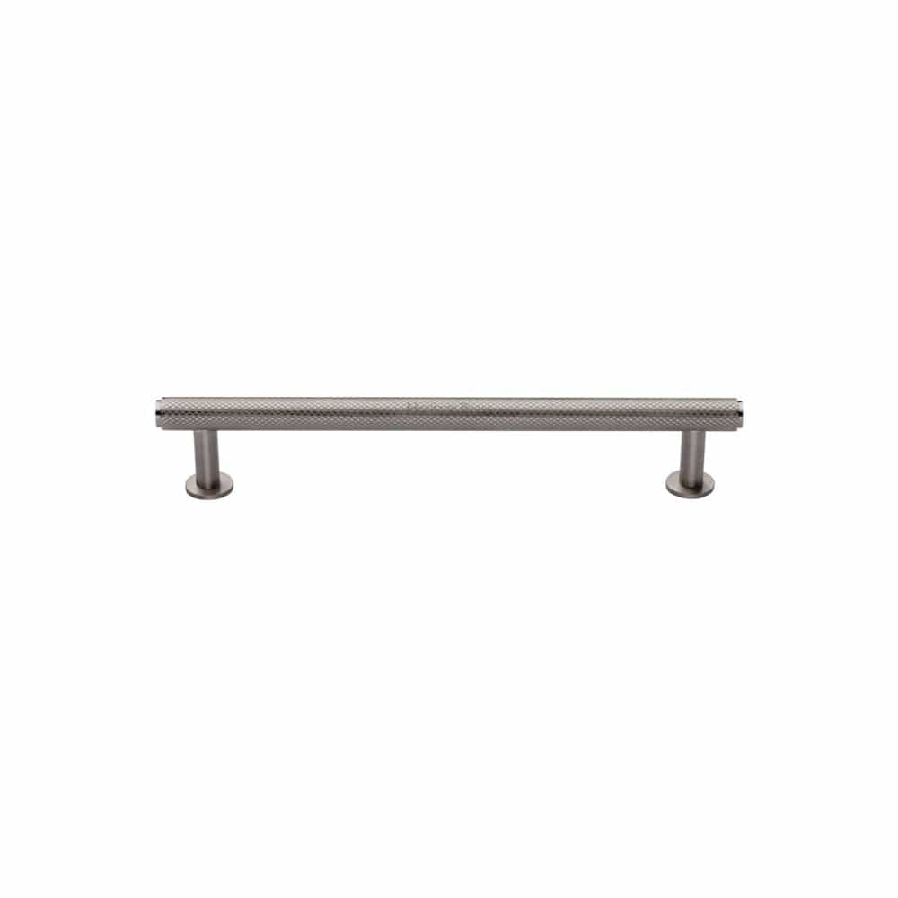 Heritage Brass Cabinet Hardware Satin Nickel / Cabinet Pull Handles / 96mm c/c Heritage Brass - Cabinet Pull Knurled Design with Rose 96mm CTC Satin Nickel Fini