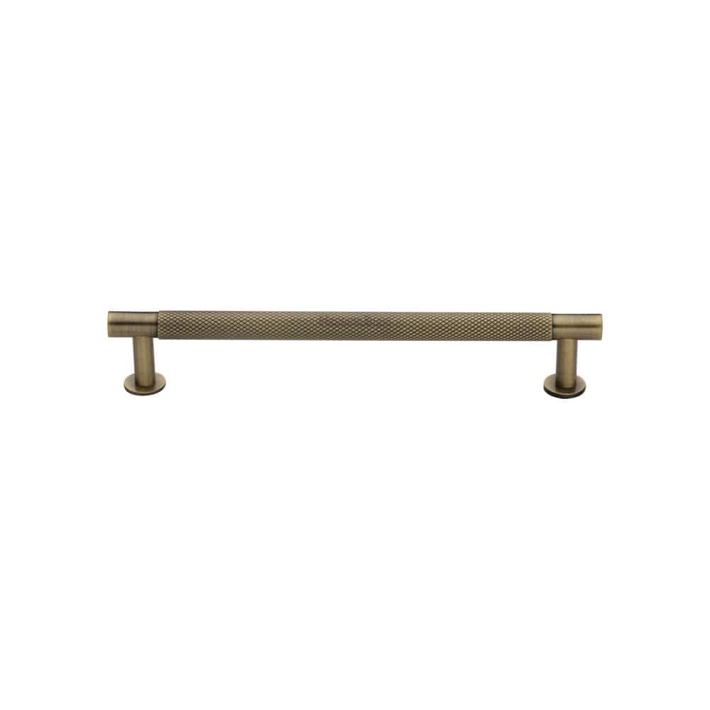Heritage Brass Cabinet Hardware Antique Brass / Cabinet Pull Handles / 128mm c/c Heritage Brass - Cabinet Pull Partial Knurled Design with Rose 128mm CTC Antique Br