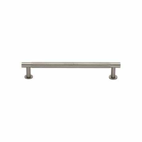 Heritage Brass Cabinet Hardware Satin Nickel / Cabinet Pull Handles / 128mm c/c Heritage Brass - Cabinet Pull Partial Knurled Design with Rose 128mm CTC Satin Ni