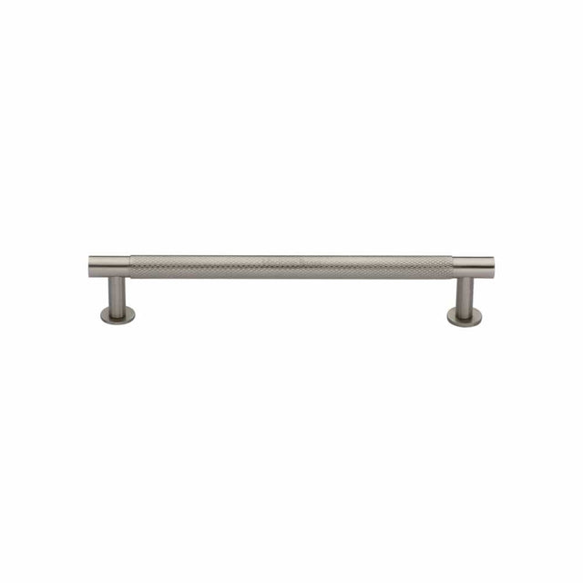 Heritage Brass Cabinet Hardware Satin Nickel / Cabinet Pull Handles / 128mm c/c Heritage Brass - Cabinet Pull Partial Knurled Design with Rose 128mm CTC Satin Ni