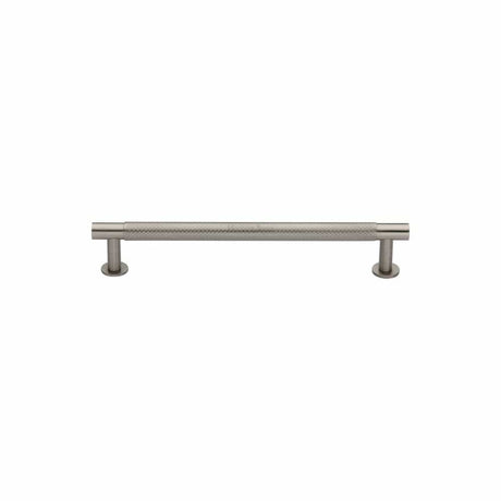 Heritage Brass Cabinet Hardware Satin Nickel / Cabinet Pull Handles / 96mm c/c Heritage Brass - Cabinet Pull Partial Knurled Design with Rose 96mm CTC Satin Nic