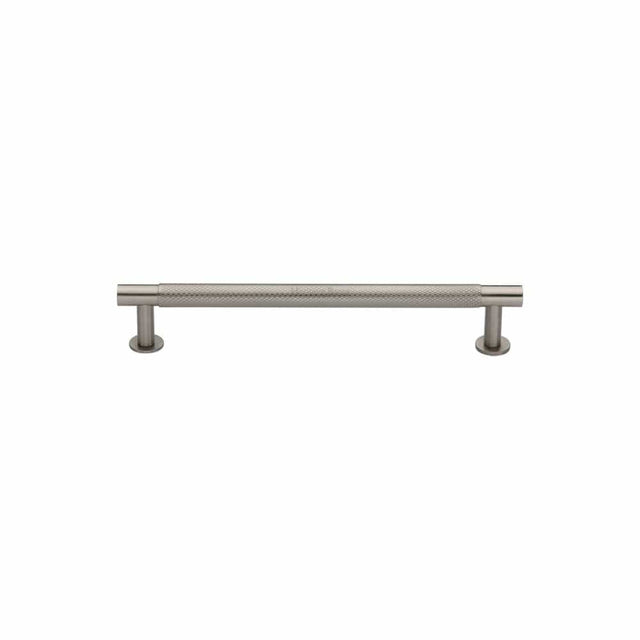 Heritage Brass Cabinet Hardware Satin Nickel / Cabinet Pull Handles / 96mm c/c Heritage Brass - Cabinet Pull Partial Knurled Design with Rose 96mm CTC Satin Nic