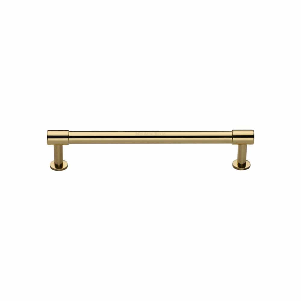 Heritage Brass Cabinet Hardware Polished Brass / Cabinet Pull Handles / 128mm c/c Heritage Brass - Cabinet Pull Phoenix Design with 16mm Rose 128mm CTC Polished Brass