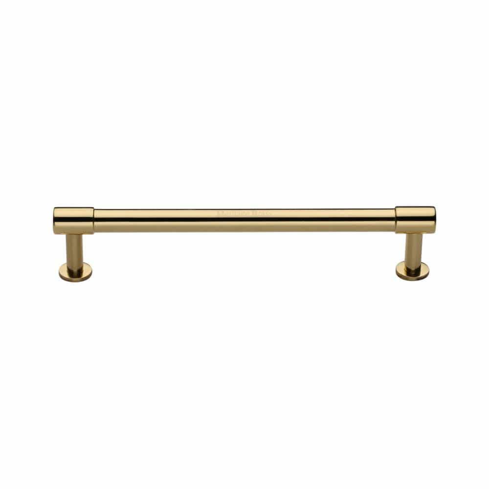 Heritage Brass Cabinet Hardware Polished Brass / Cabinet Pull Handles / 160mm c/c Heritage Brass - Cabinet Pull Phoenix Design with 16mm Rose 160mm CTC Polished Brass