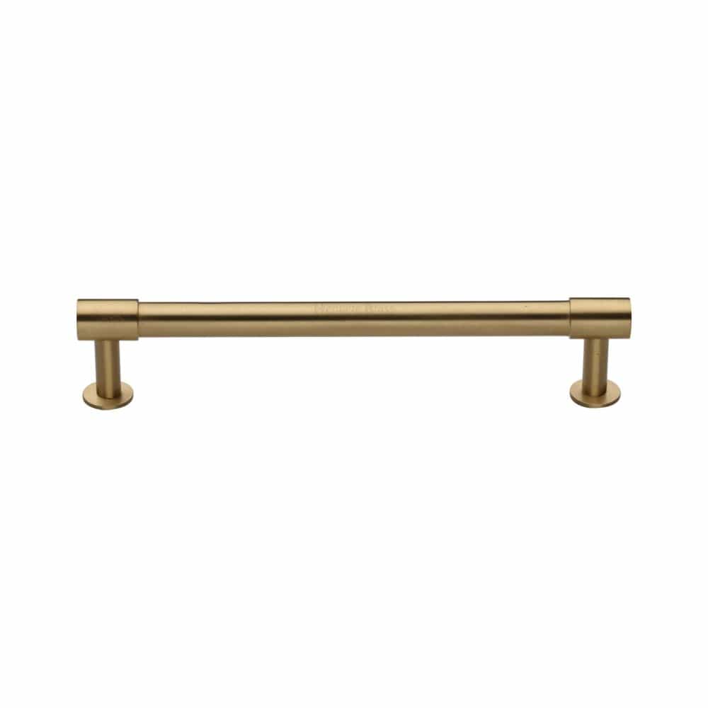 Heritage Brass Cabinet Hardware Satin Brass / Cabinet Pull Handles / 160mm c/c Heritage Brass - Cabinet Pull Phoenix Design with 16mm Rose 160mm CTC Satin Brass